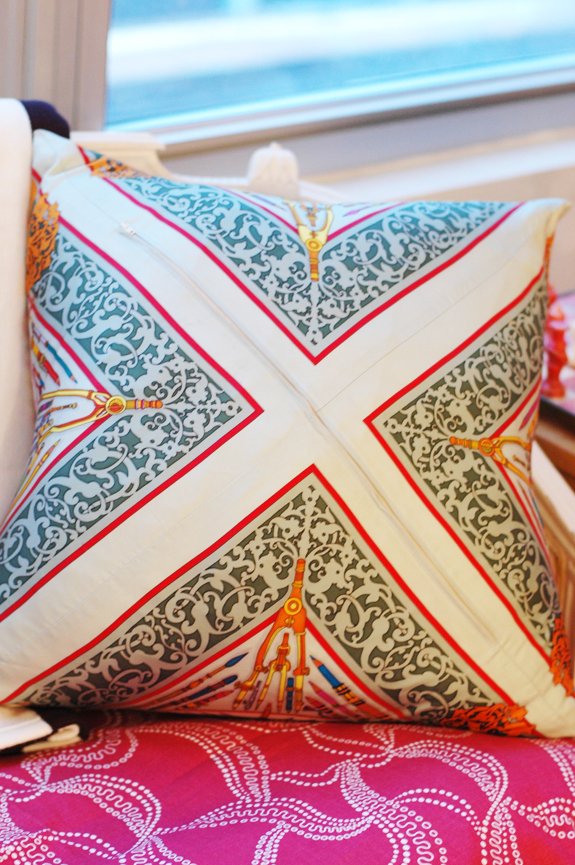 Vintage silk scarf pillows. Make your own.